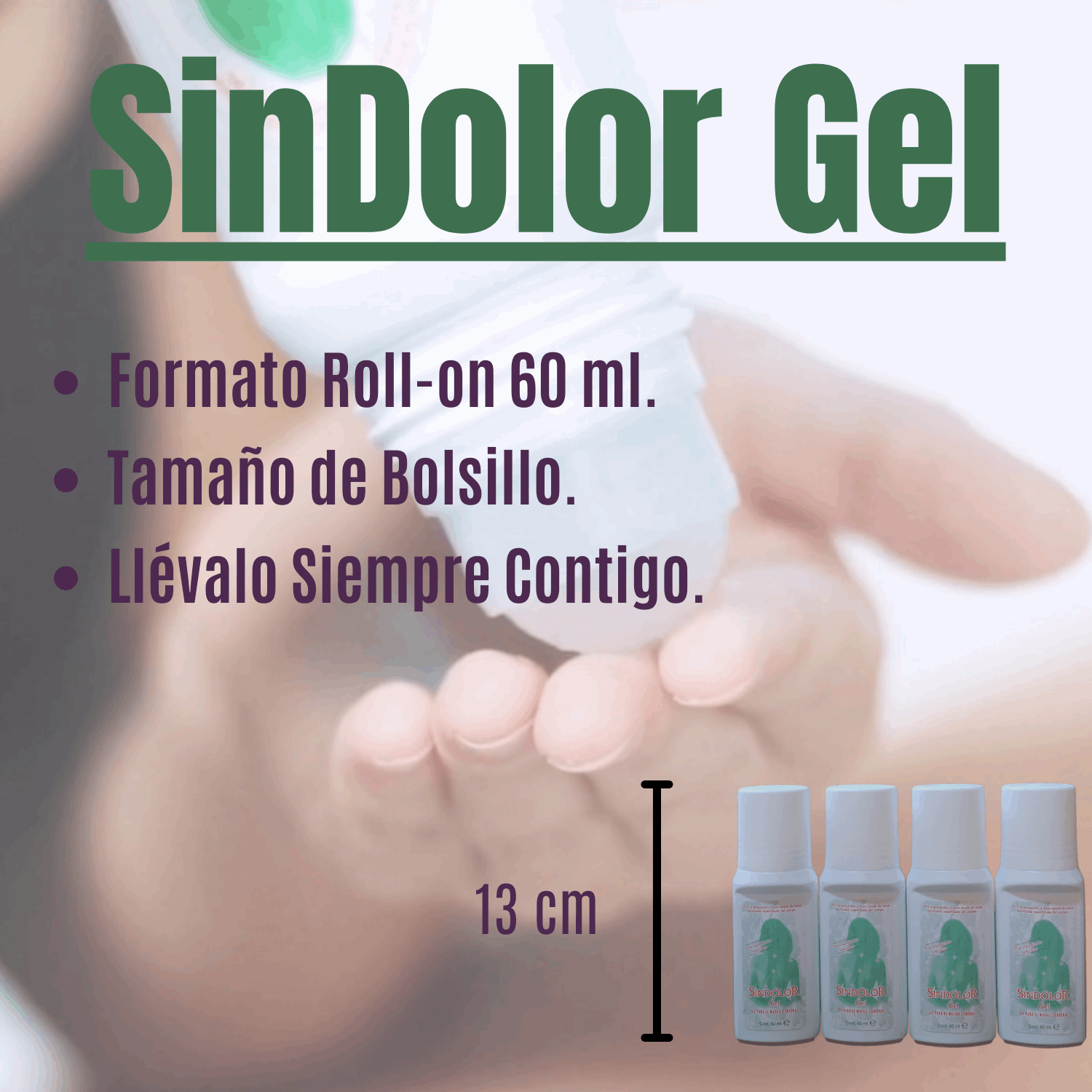Ficha Tamaño, Sindolor Gel Roll-on. Lote 4 Unidades De 60 ml