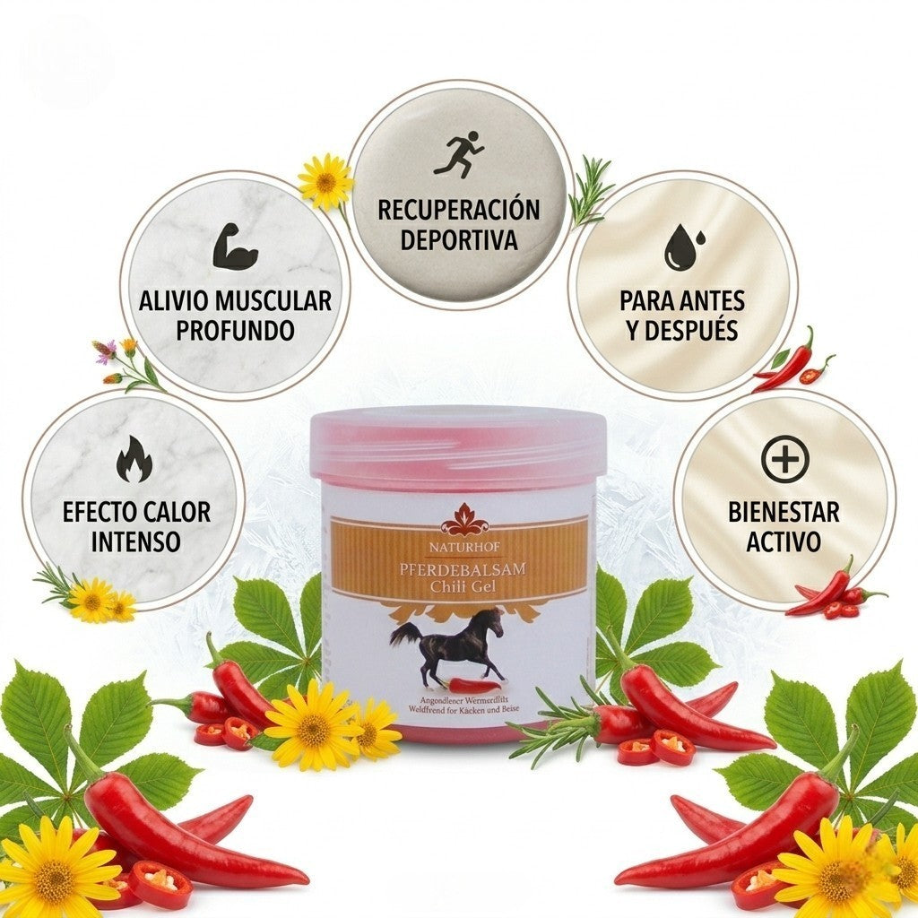 Gel De Caballo Chili Gel Naturhof - Gel de Masaje Efecto Calor Extremo (250ml)